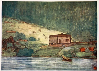 Une petite ferme au bord de la rivière à Gjoba, 1905